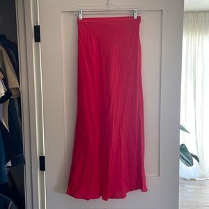 EUC Free People Silk Pink bias skirt. Sz. Small